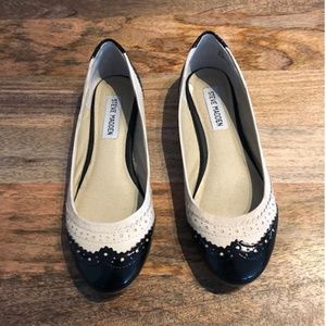 Black Beige LENNI round cap toe ballet flats